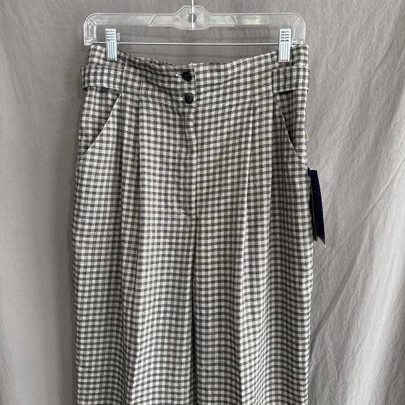 Vintage NWT Chaus Pleated High Waist Tapered Pants Gray Gingham 80s Size 12 - Picture 3 of 16